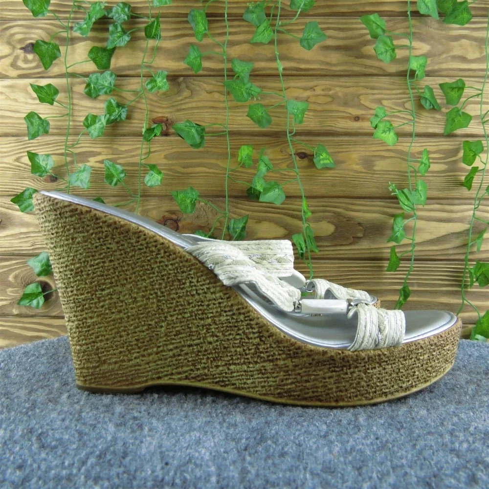 Damiani ‎ Women Slide Sandal Shoes Silver Synthetic Size 10 Medium